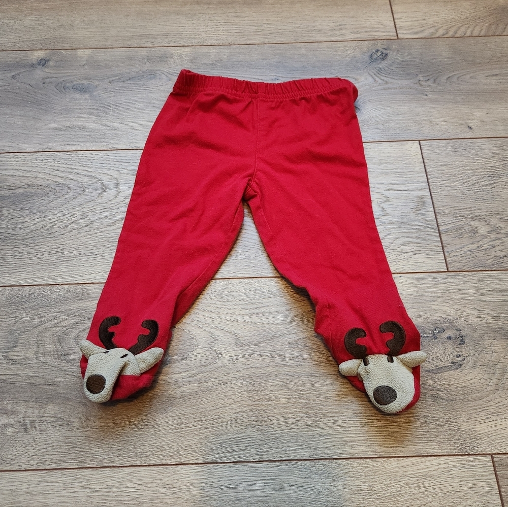 6-9 Months Baby reindeer Footie Pants
